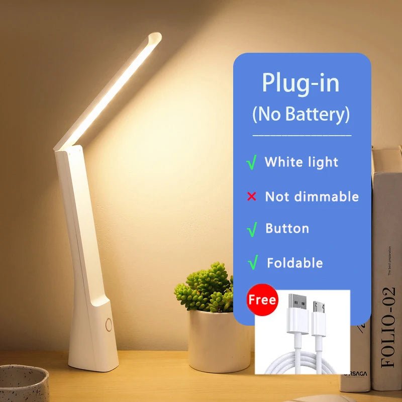 Foldable LED Desk Lamp – Rechargeable Touch Dimmable Study & Bedside Light - Carry Light