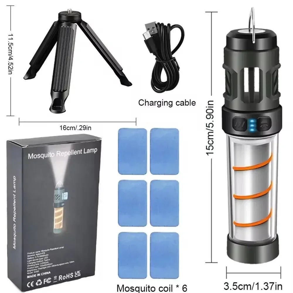 Rechargeable Camping Lantern – LED Flashlight & Mosquito Repellent Lamp - Carry Light