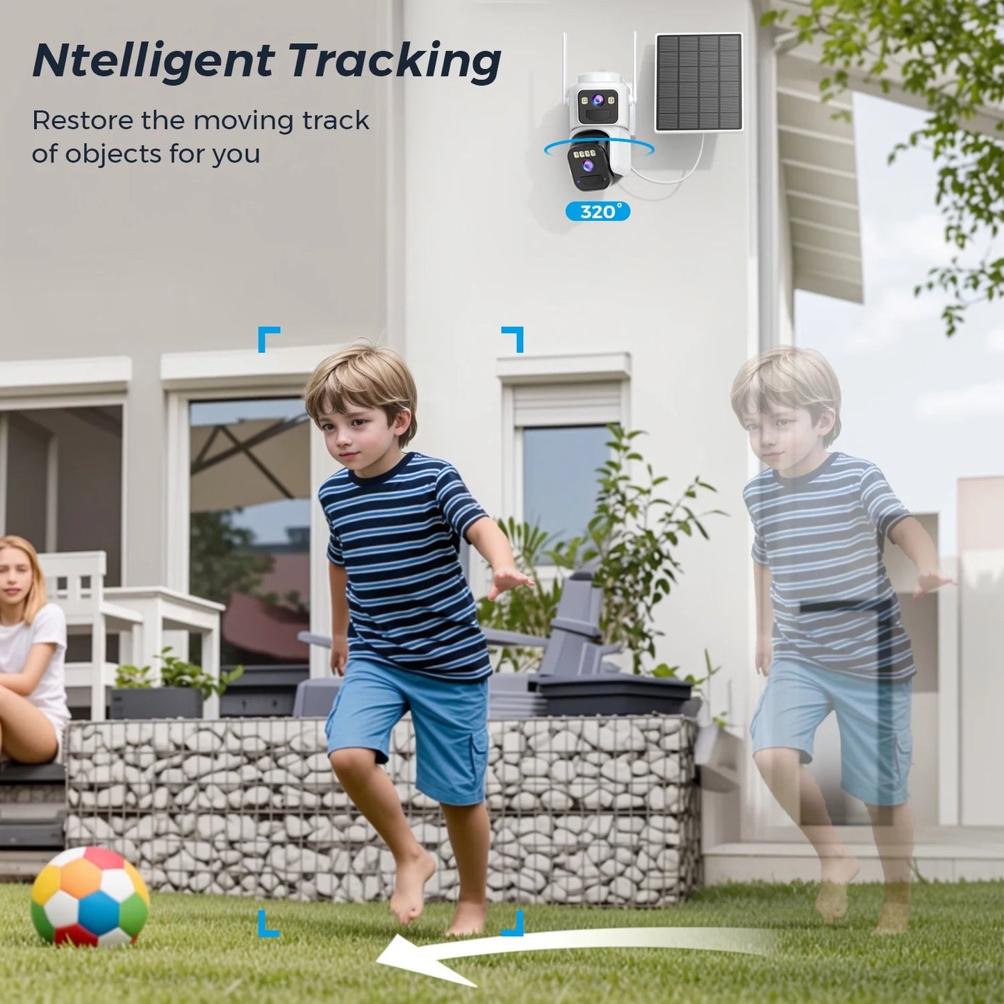 8MP Dual Lens Solar WiFi Security Camera | PTZ, PIR Motion, Night Vision - Carry Light