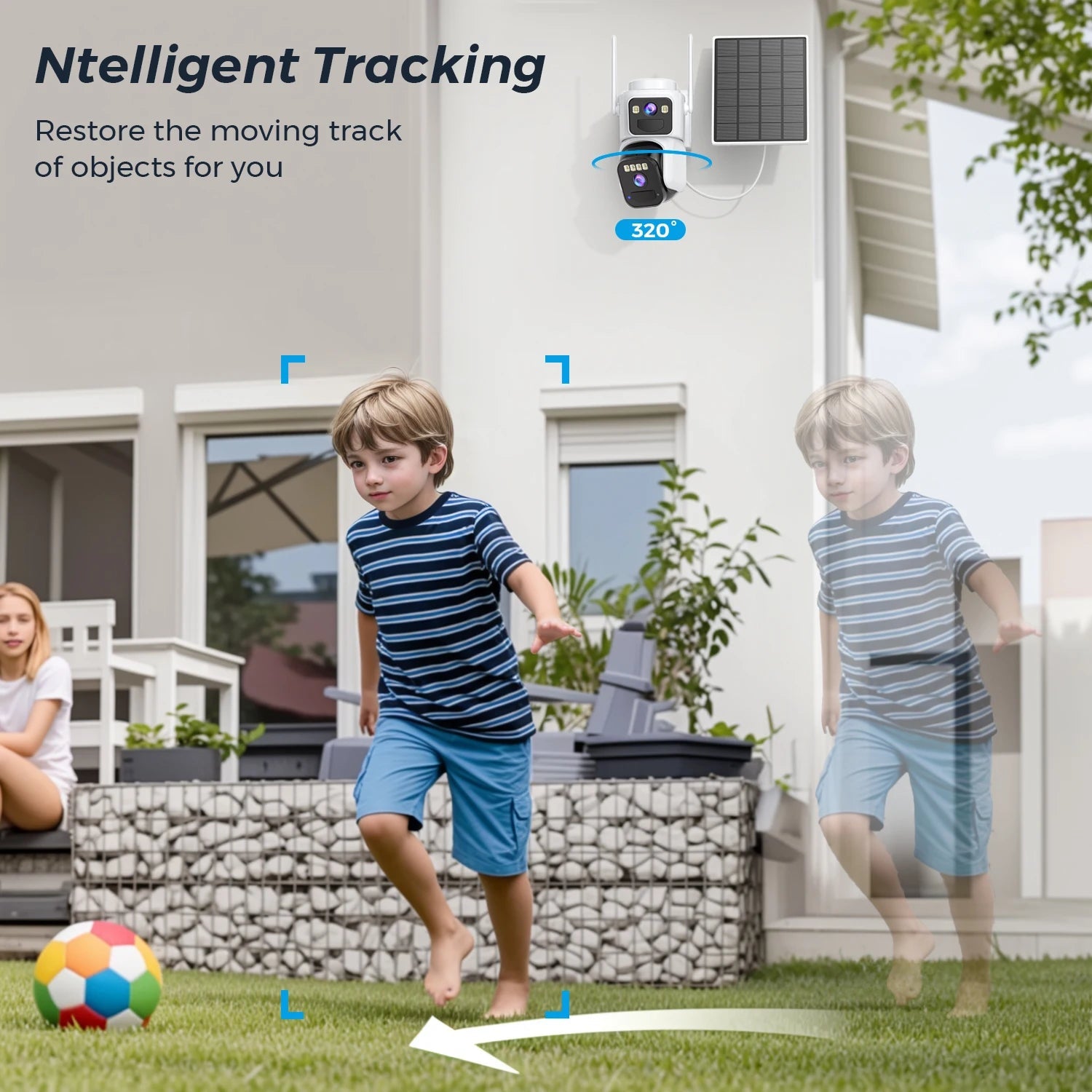 8MP Dual Lens Solar WiFi Security Camera | PTZ, PIR Motion, Night Vision - Carry Light