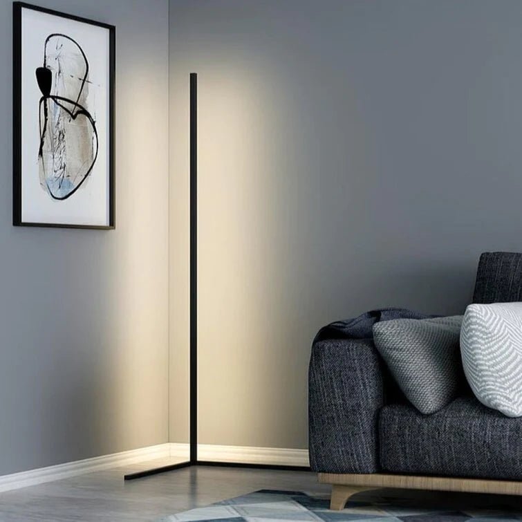 Smart LED floor lamp with adjustable color temperature in modern interior