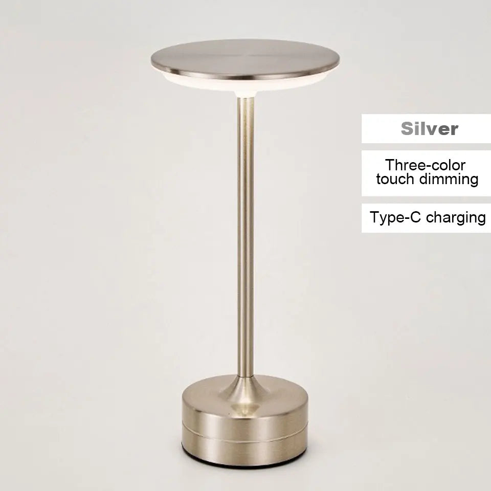 LED Metal Table Lamp – Touch Sensor, USB Rechargeable, Portable Night Light