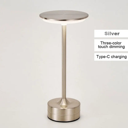 LED Metal Table Lamp – Touch Sensor, USB Rechargeable, Portable Night Light