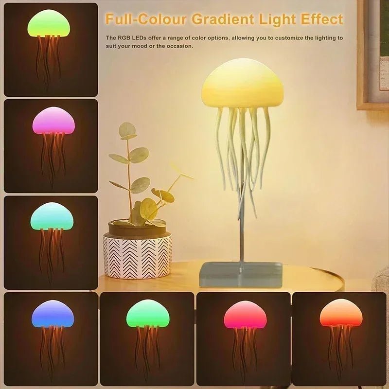 LED Jellyfish Night Light – RGB Color Changing Mood Lamp with Soft Tentacle Design, USB Rechargeable, for Bedroom & Home Décor - Carry Light