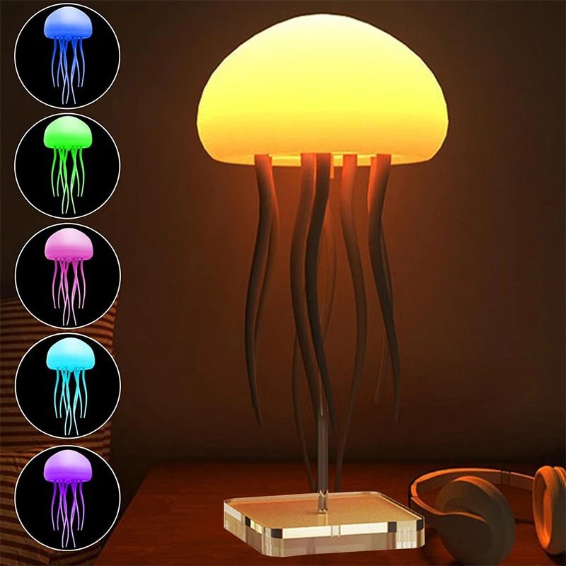 LED Jellyfish Night Light – RGB Color Changing Mood Lamp with Soft Tentacle Design, USB Rechargeable, for Bedroom & Home Décor - Carry Light