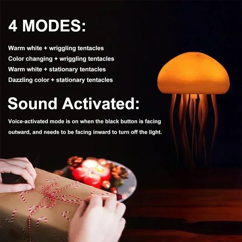 LED Jellyfish Night Light – RGB Color Changing Mood Lamp with Soft Tentacle Design, USB Rechargeable, for Bedroom & Home Décor - Carry Light