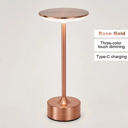 LED Metal Table Lamp – Touch Sensor, USB Rechargeable, Portable Night Light - Carry Light