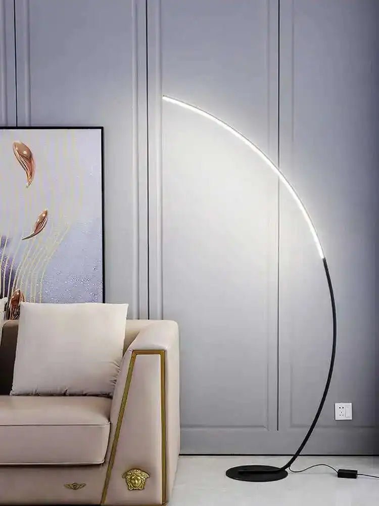 Nordic LED Corner Floor Lamp – Scimitar Arc Design - Carry Light