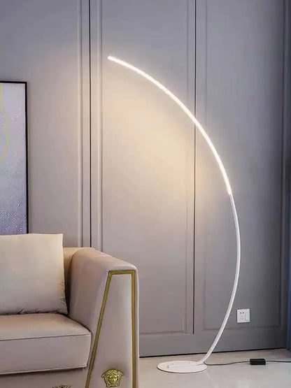 Nordic LED Corner Floor Lamp – Scimitar Arc Design - Carry Light