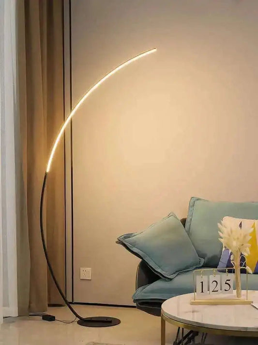 Nordic LED Corner Floor Lamp – Scimitar Arc Design - Carry Light