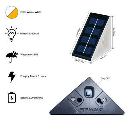 Solar Step Lights – Waterproof RGB LED Outdoor Triangles - Carry Light